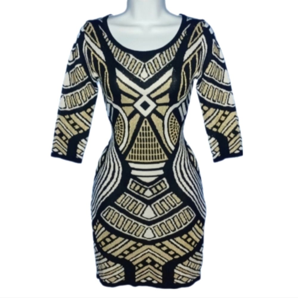 Forever 21 Black Gold Sweater Dress - Picture 3 of 6